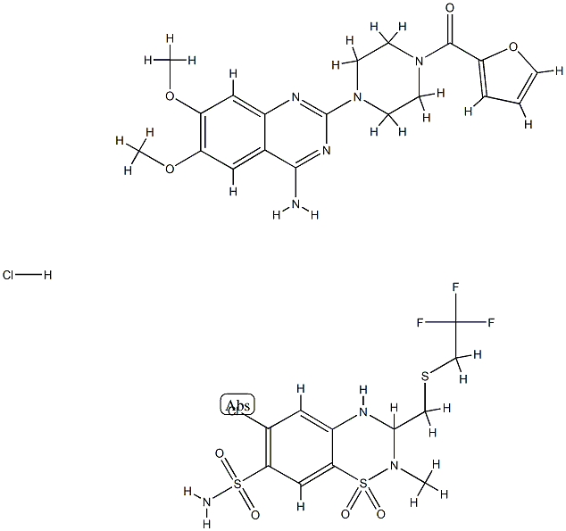 [4-(4-amino-6,7-dimethoxy-quinazolin-2-yl)piperazin-1-yl]-(2-furyl)met hanone, 4-chloro-9-methyl-10,10-dioxo-8-(2,2,2-trifluoroethylsulfanylm ethyl)-10$l^{6}-thia-7,9-diazabicyclo[4.4.0]deca-1,3,5-triene-3-sulfon amide, hydrochloride CAS#: 84057-89-6